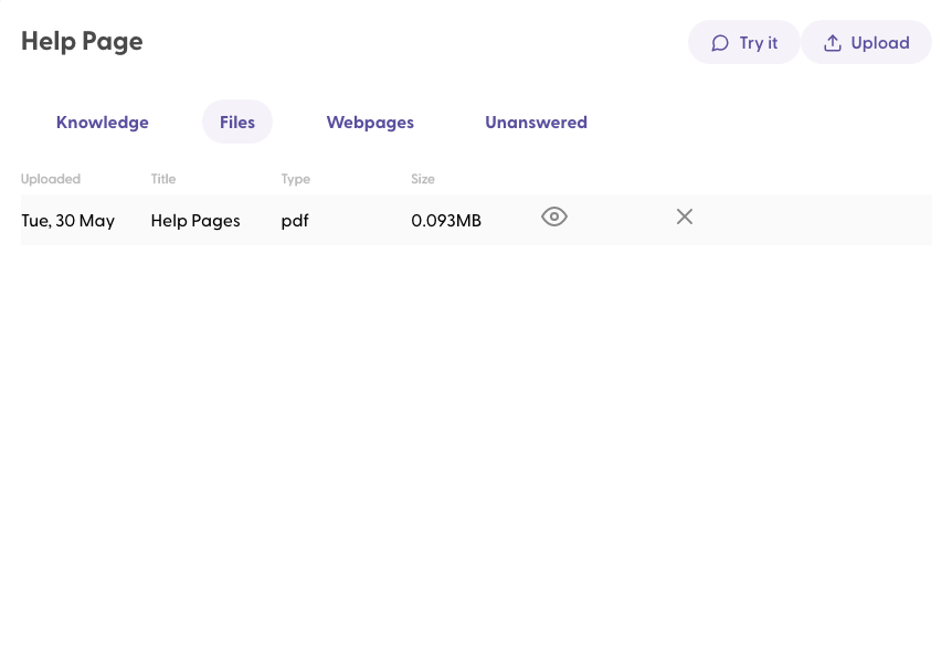 Upload business knowledge bank